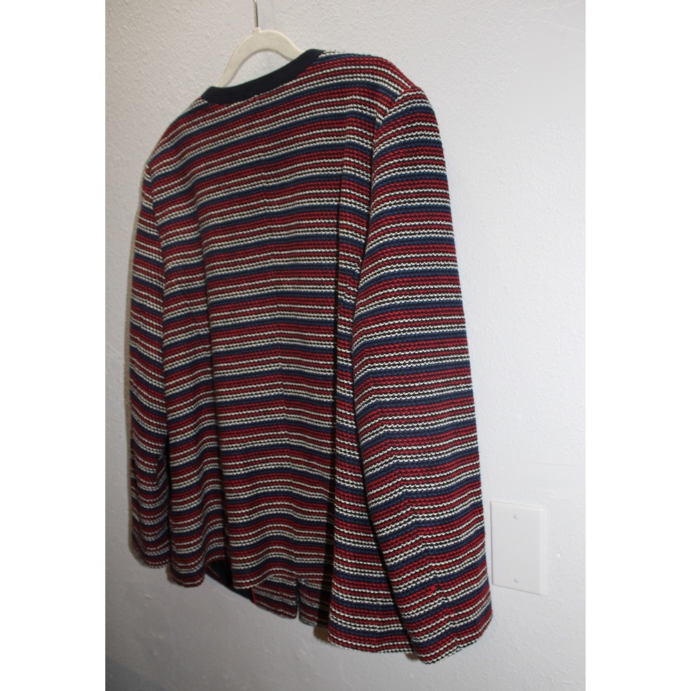Talbots Plus 2X Navy Red White Striped Open Front Collarless Jacket Blazer - Picture 8 of 9